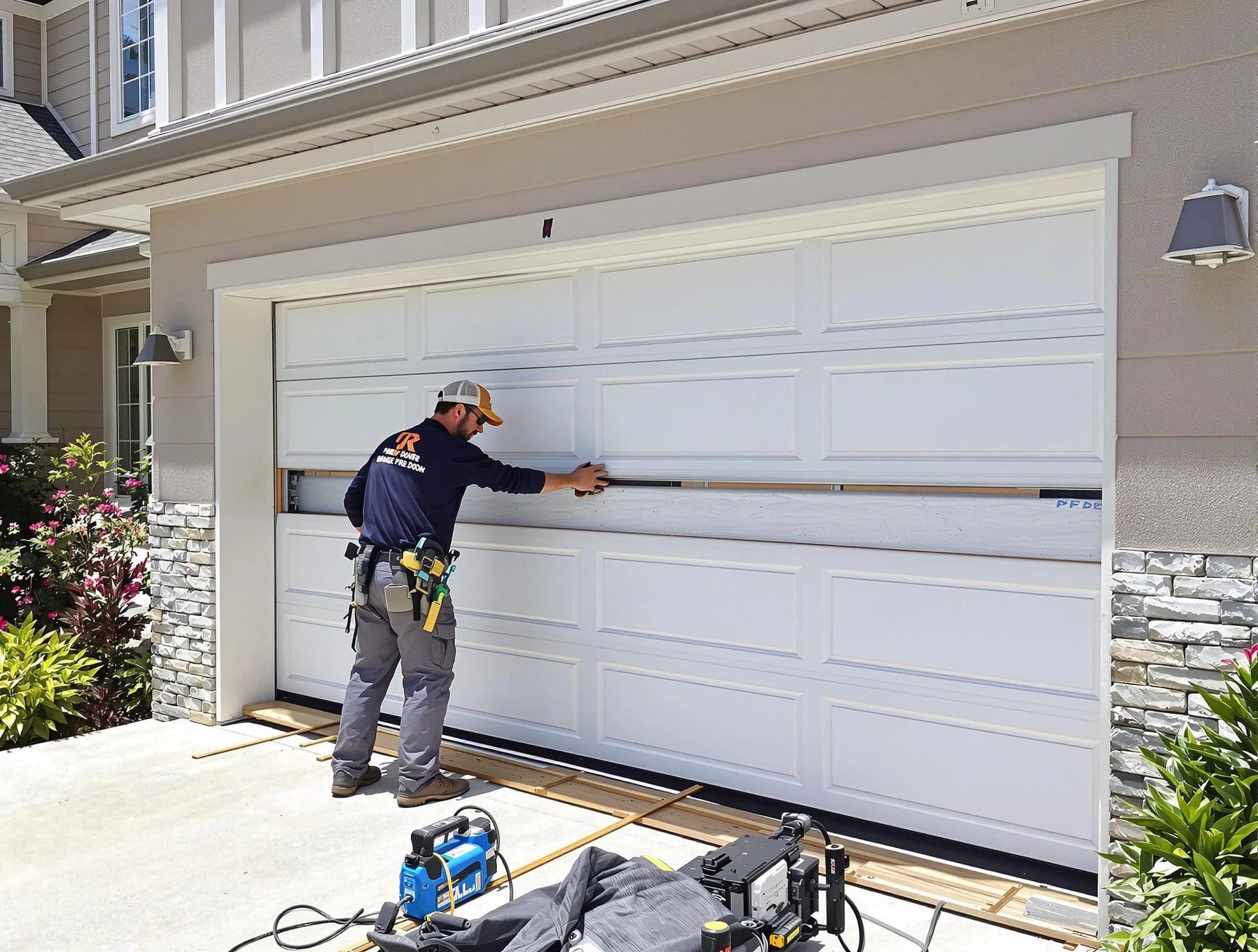 Pawtucket Garage Door Repair team performing complete garage door replacement at Pawtucket residence