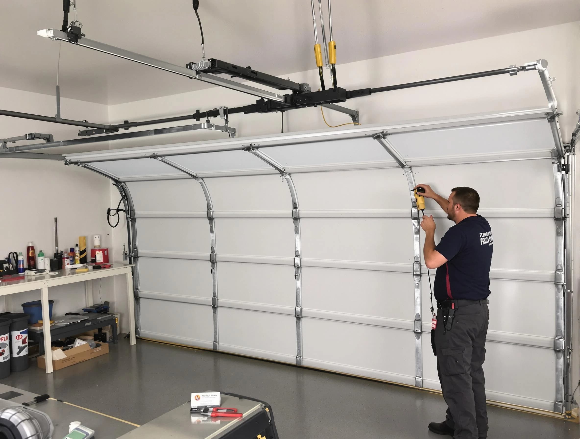Pawtucket Garage Door Repair certified technician performing overhead door system repair in Pawtucket
