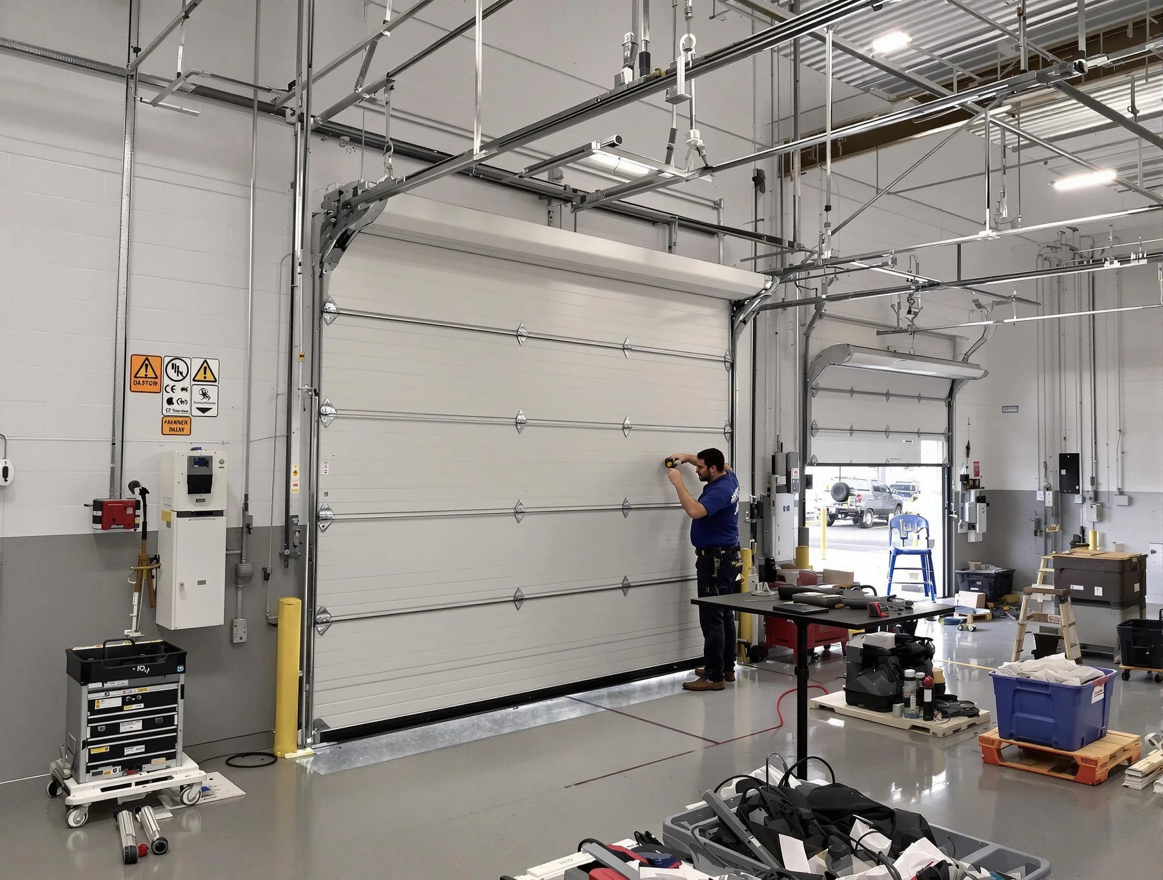 Commercial garage door repair being performed by Pawtucket Garage Door Repair expert in Pawtucket