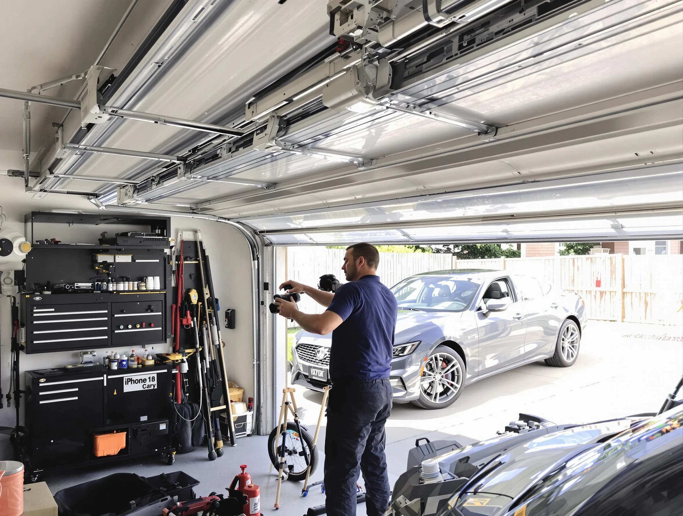Pawtucket Garage Door Repair technician fixing noisy garage door in Pawtucket