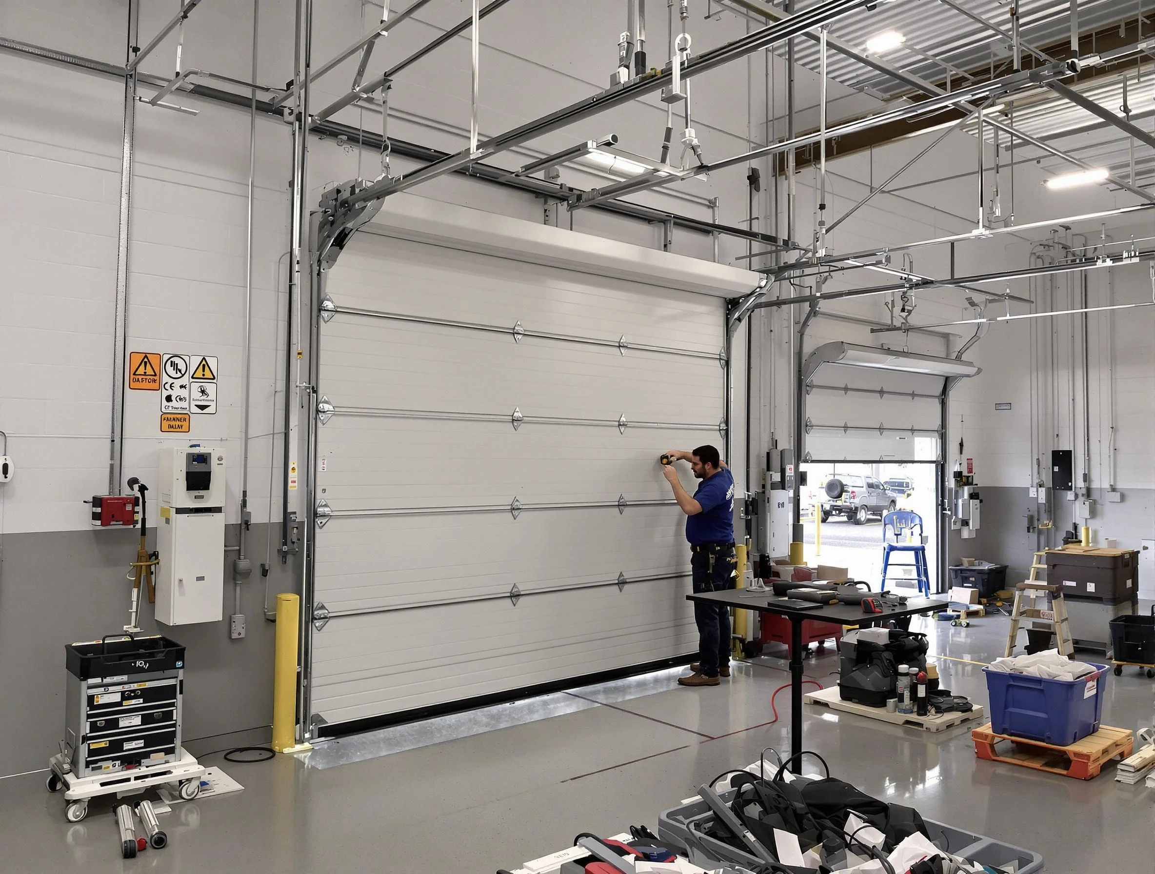 Commercial garage door repair being performed by Pawtucket Garage Door Repair expert in Pawtucket
