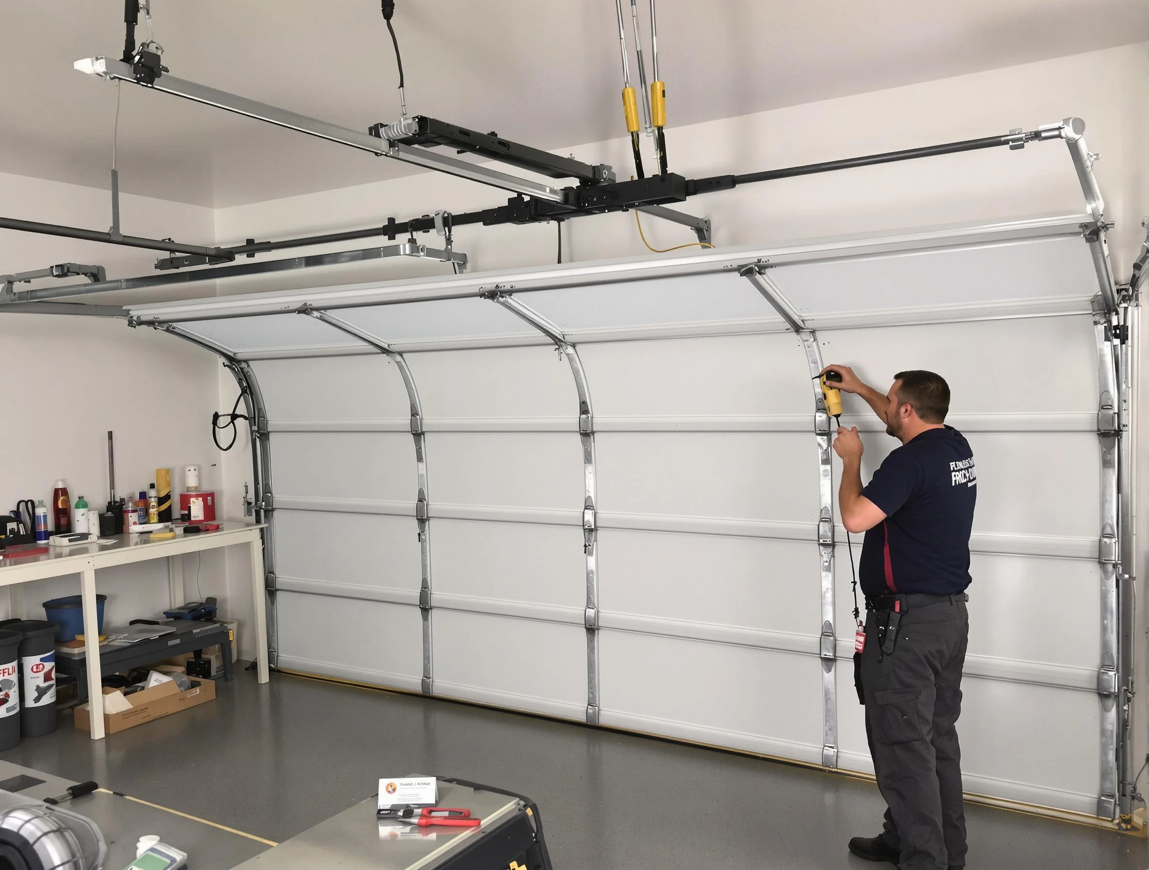 Pawtucket Garage Door Repair certified technician performing overhead door system repair in Pawtucket